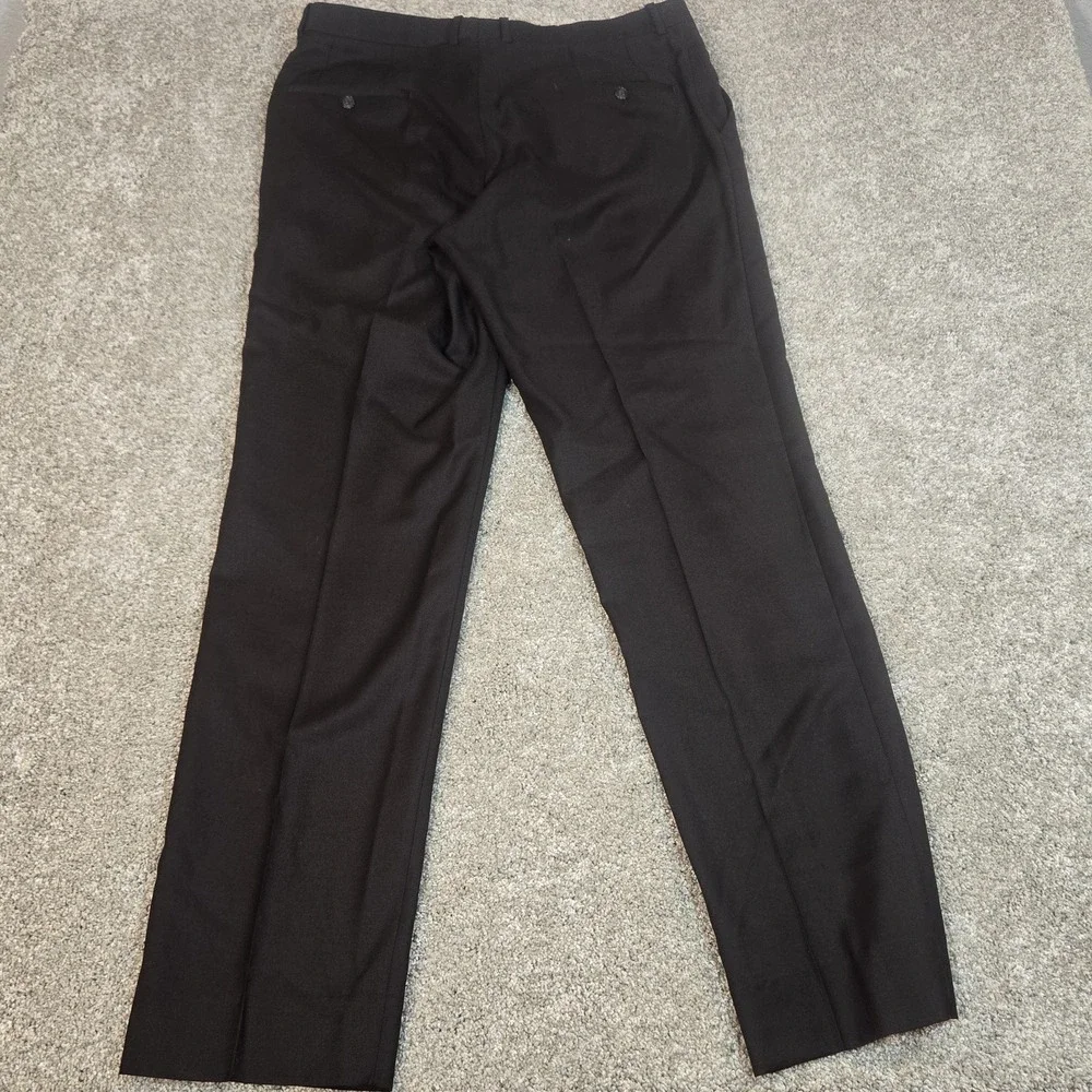 Gala Dress Pants Wool Mens 36x 34 Black  Flat Front‎ Straight Slacks
